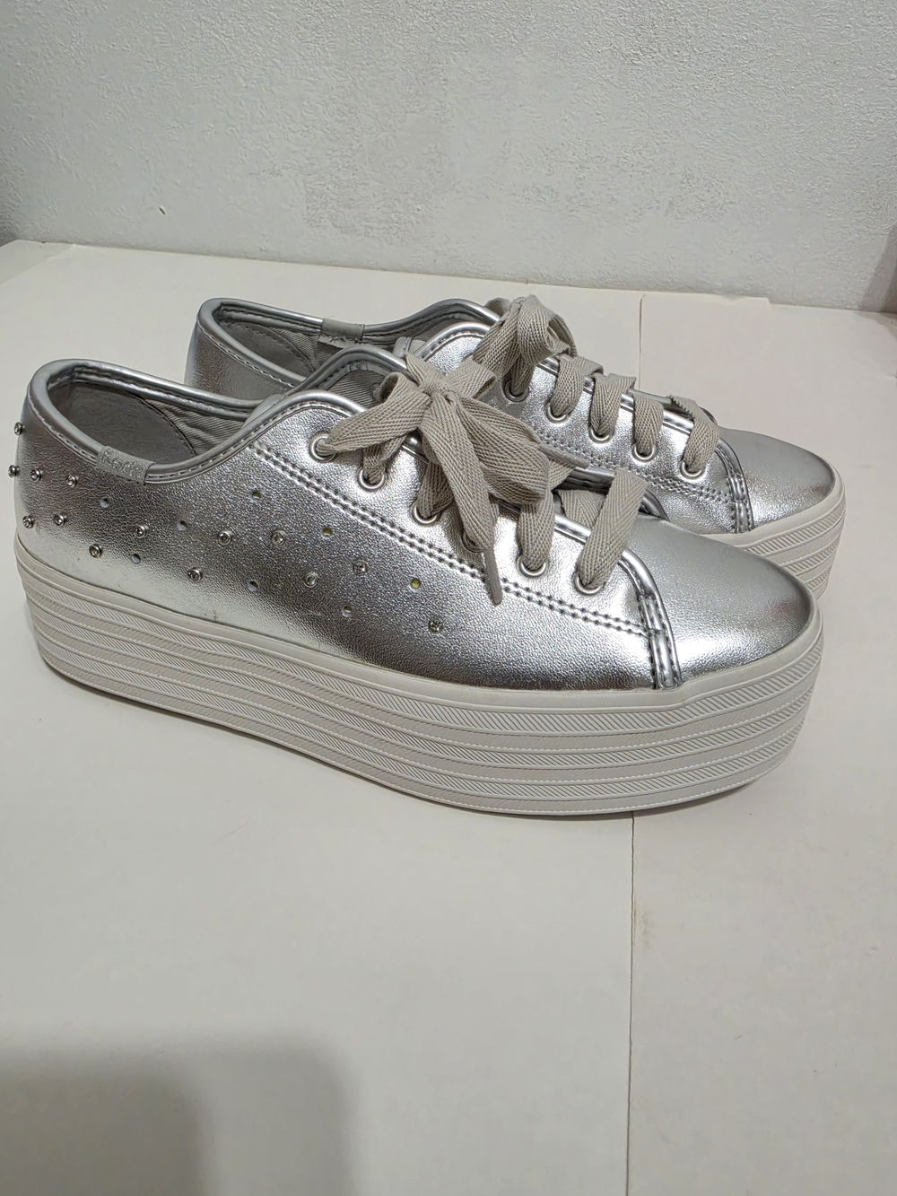 Keds Triple Kick Metallic Platform Light Up Sneakers Silver US 7